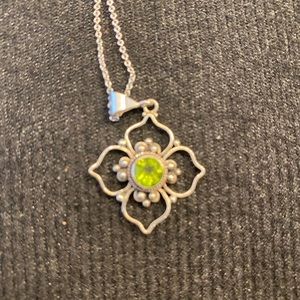 Silver and Green Gemstone necklace